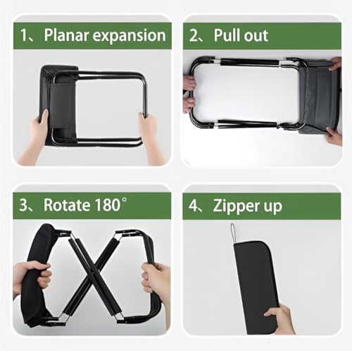 Image of Folding Stool Portable Mini Camping Stool with Carry Bag - Lightweight Foldable Outdoor Seat with Metal Frame and Fabric Top for Travel Fishing Hiking Garden Picnic (Black)