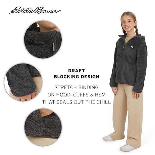 Image of Eddie Bauer Girls' Quest Plush High Pile Faux Sherpa Hooded Jacket