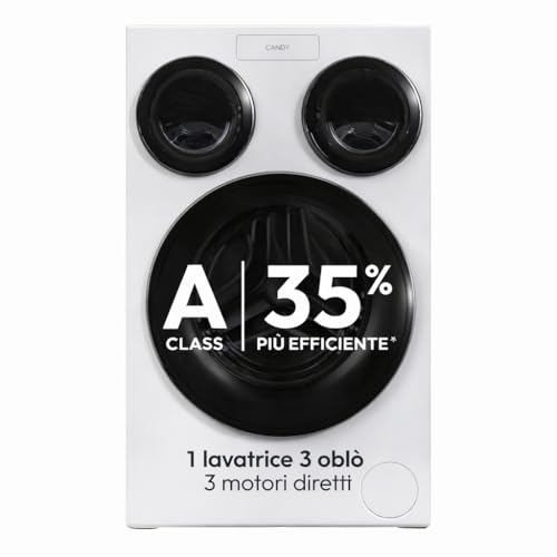 Candy MultiWash Waschmaschine 3 unabhängige Scheiben, 10 + 1 + 1 kg, 1400 U/min, Motoren Direct Drive, Selbstmontage, Smart AI, Klasse A, UV-Hygiene, Weiß