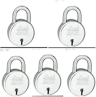 Link Locks Round 50mm Padlock Double Locking System Lever Technology with 3 Keys Pack of (5), Silver