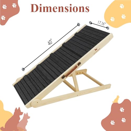 ELY UNIVRSAL Adjustable Dog Ramp for Bed – 12.2 to 25.5 Inches Foldable Pet Ramp for Large Dogs, Solid Wood Ramp for Dogs to Get on Bed, Couch – 200 LBS Load, Non-Slip - Image 4