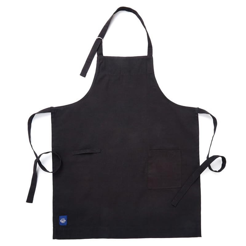 Encasa XO Adjustable Kitchen Cotton Apron With Pockets & Towel Holder Of Size 68x85 cm (Full Black) for Men & Women Chefs For Cooking & Baking in Home