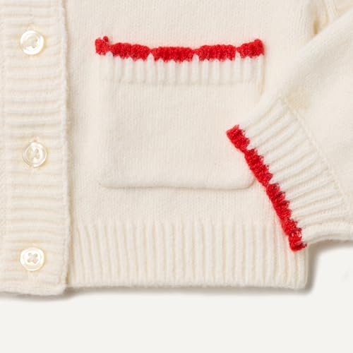 Image of Amazon Essentials x Sofia Grainge Baby Girls' Cardigan Sweater with Ruffle Neck, Button-Front, Soft Cotton-Nylon Knit
