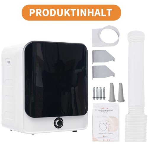 Secador compacto para pared: 4,5 kg de capacidad, acero inoxidable, calentador PTC, pantalla, 5 programas, protección contra sobrecalentamiento, silenciosa y eficiente secadora de aire para casa o