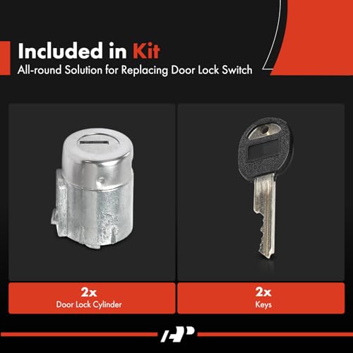A-Premium Door Lock Cylinder Set with Keys Compatible with Chevrolet & GMC Vehicles - C1500 C2500 C3500 K1500 K2500 K2500 1988-1994, C3500HD 1991-1994, Yukon 1992-1994 - Front Side Door Lock Cylinder