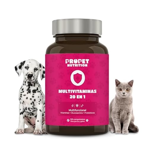Vitaminas para Perros y Gatos + Probioticos + Glucosamina + Condrotina (20 en 1). Mejora Pelaje, Sistema Inmune y Articulaciones. Vit A, B, C, E, H, Omega 6, Biotina. Alta Concentración. 120 Dosis