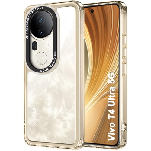 Image of TheGiftKart Hybrid Shockproof Back Cover Case for Vivo T4 Ultra 5G | Stylish Camera Border | Electroplated Buttons | Crystal Clear Hard Back Cover Case (TPU & PC, Transparent Bumper)