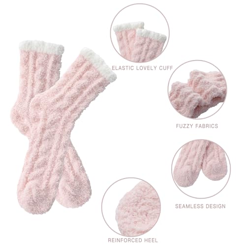 Image of Pleneal Fuzzy Socks - 7 Fluffy Cozy Slipper Socks, Womens Socks