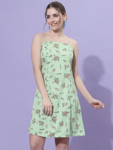 Image of OOMPH! Women A-Line Floral Mini Dress Western, Off Shoulder, Slip On