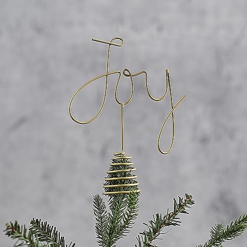 Ginger Ray Gold Metal Joy Decoration Christmas Tree Topper Decorative Accessory, 21cm (H) x 16.3cm (W)
