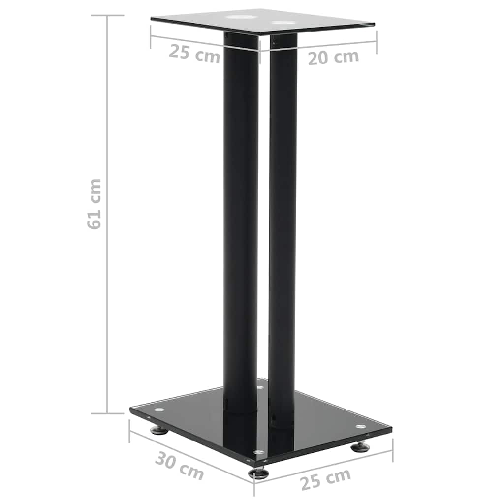 vidaXL Support Haut-Parleur 2pc Verre trempé Design 2 colonnes Noir