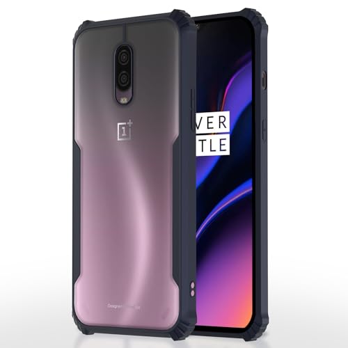 Image of Outlouders Back Cover for OnePlus 6T / Oneplus 7 | Ultra Hybrid Transparent | Full Camera Protection | Raised Edge | Crystal Clear Bumper Case (Blue)
