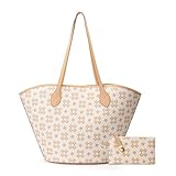 Women's Tote Top Handle Handbags Vegan Leather Designer Handbags for Women Fashion Shoulder Bag with Wallet for Ladies 2psc (Club ivory White)