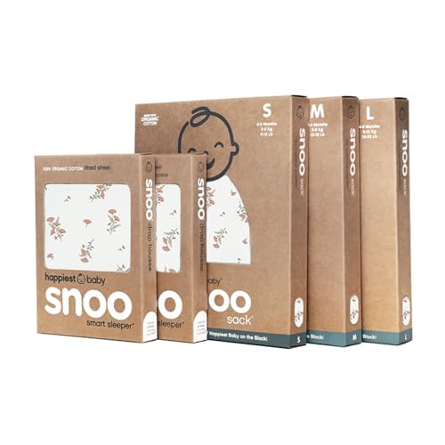 Image of Happiest Baby The Big Bundle 100% Organic Cotton - Includes 3 SNOO Sacks and 2 SNOO Bassinet Fitted Sheets (Ivory Wildflowers)