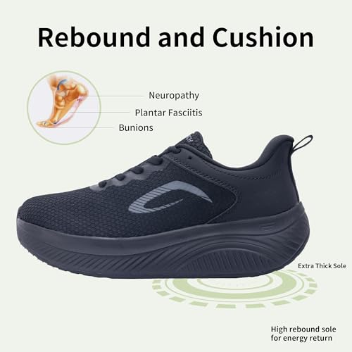 Image of Wide Toe Box Shoes Women Arch Support Walking Shoes for Plantar Fasciitis Wide Width Orthotic Tennis Sneakers