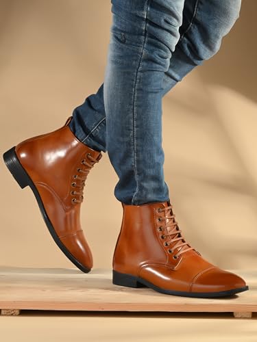 Image of Server Men's Chelsea Ankle Boots | Casual Boots for Men | Ankle Height Boots| All Day wear | Comfortable Formal Office & Business Wear Shoes | Lace up Boots | Derby Boots