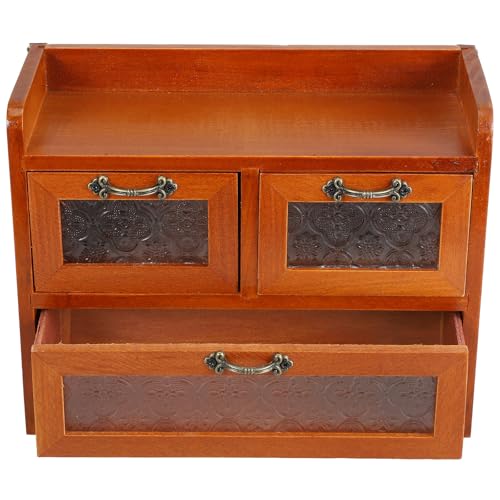 Uonlytech Gabinete de Madera Vintage Vidrio...