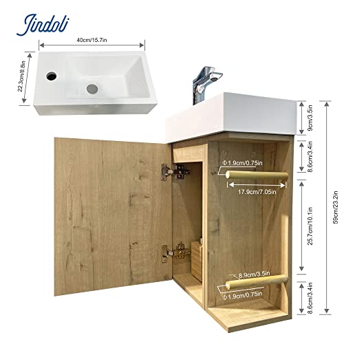 Jindoli 16“ Bathroom Vanity With Sink Combo For Small Space, Small Wall Mounted Bathroom Vanity With Small Bathroom Sink, With 2 Toliet Paper Holders #TOP2