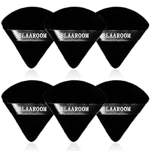 BLAAROOM 6 Pcs Velvet Triangle Powder Puff,Triangular Design Makeup Soft Sponge Puff for Face Exquisite Makeup Eyes Contouring, for Loose Mineral Body Powde Cosmetic Foundation Makeup Tool – Black