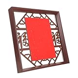 MUSISALY Marco de Fotos de Caligrafía China 30X30 CM Rectangular Madera Maciza Roja Papel Dorado Doble Cara para Exhibición y Decoración de Sobremesa Soporte Multifuncional para Recuerdos