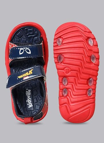 Image of Kidsville Official Marvel Comics Spiderman Printed Sandals For Kids Boys Anti-Skid Comfortable | Adjustable Double Strap Closure | Flexible & Lightweight Footwear for Baby