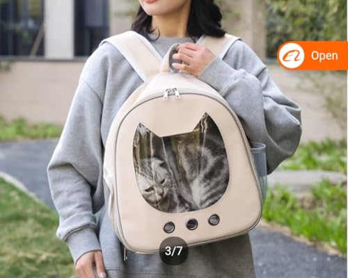 Image of Risan Pets Pet Backpack Transparent Cat & Small Dog Puppy Kitty Shihtzu Carriers for Breathable Airline Travel Approved Air Ventilation Backpack Size 16x 13 x 9 inch (Black)