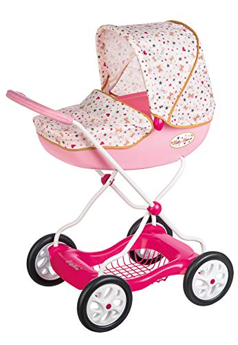 Smoby- Carrito Shara Baby Nurse para Muñecas Bebé de hasta 42cm, con Bandeja Inferior, para Niños a Partir de 3 Años