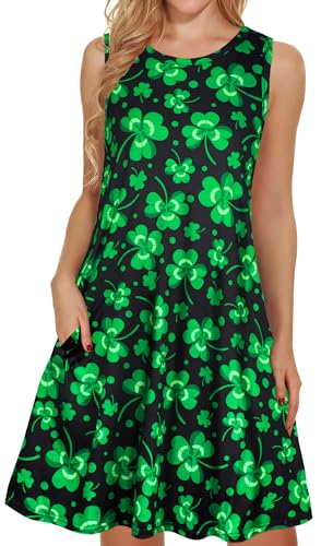 Image of elescat Women's Summer Dresses Casual Sleeveless Loose Sundress with Pocket