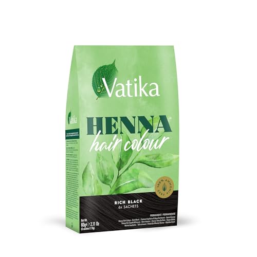 Vatika Henna-Haarfarbe Rich Black, 100% Ammoniakfrei, 6 x 10g Sachtes - 60g
