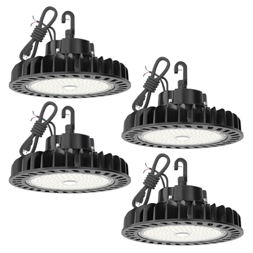 Image of HYPERLITE LED High Bay Lights 150W 21,750lm 5000K 1-10V Dimmable UFO Led High Bay Light UL Listed 5' Cable High Bay Led Lights Alternative to 650W MH /HPS for Gym Factory Warehouse 4-Pack