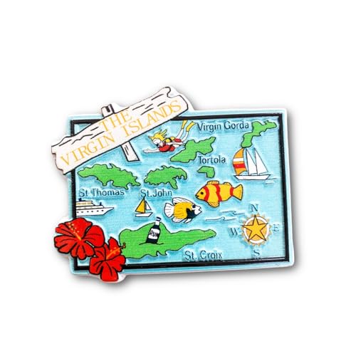 Imán decorativo mapa Islas Vírgenes 7.5cm x 5.5cm
