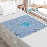 DUJUIKE Waschbare Inkontinenzeinlagen Mit FlüGeln, Wasserdichter Matratzenschoner, Wiederverwendbares Sauglaken Bei Inkontinenz Und BettnäSsen, rutschfeste Unterseite (Blau, 85×90cm)