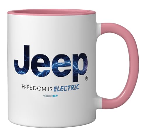 Taza de cerámica Jeep Lightning Freedom Is Electric 11 oz pink/white miniatura 2
