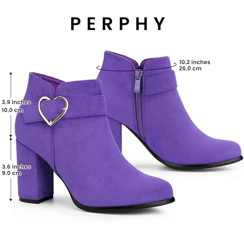 Perphy Buckle Chunky Heels with Side Zip Ankle Boots for Women2