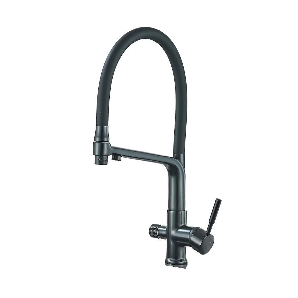 Robinet de cuisine SUS 304 mitigeur évier noir mat avec double sortie eau