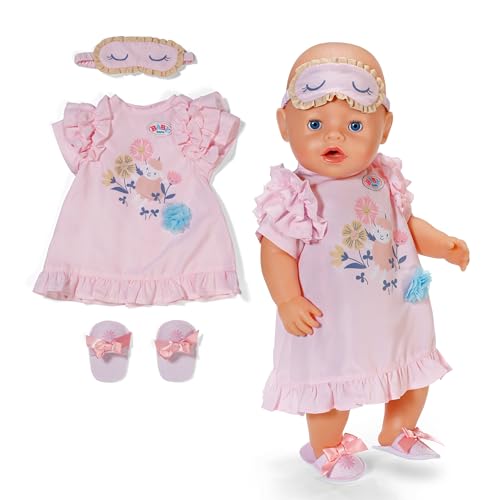 BABY born Nightgown – With Sleep Mask & Slippers Doll Clothing – Doll Accessory for All 43 cm Dolls, Rosa