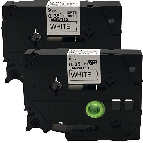 NEOUZA 2PK Compatible for Brother P-Touch Laminated Tze Tz Label Tape Cartridge 9mm x 8m (TZe-221 Black on White)