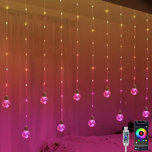 Color Changing Wishing Ball Curtain Lights, 9.8 x 3.3 FT
