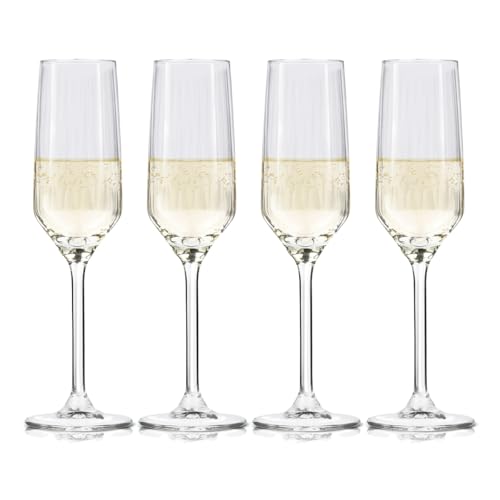 alpina Verres à Champagne - Verrerie de 4 Pièces - Verre a Pied pour Vin, Champagne et Prosecco - Flute Champagne Verre - Ensemble de Verres Compatibles...