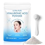 Hyaluronic Acid Powder for Skin & Face, Hyaluronic Acid Serum Powder, High & Low Molecular Weight, Water Soluble, DIY Serums for All Skin Types Hydration and Moisture, Includes Scoop (3.52Oz/100g)