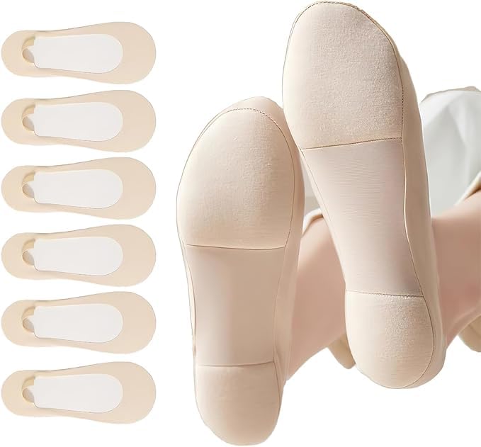 Low Cut Womens No Show Socks With Padding For Flats Loafers Shoes | Nude Thin Women Sock Liners, Invisible Padded No Show Sock Footie For Women With Silicone Heel Grip-image-35