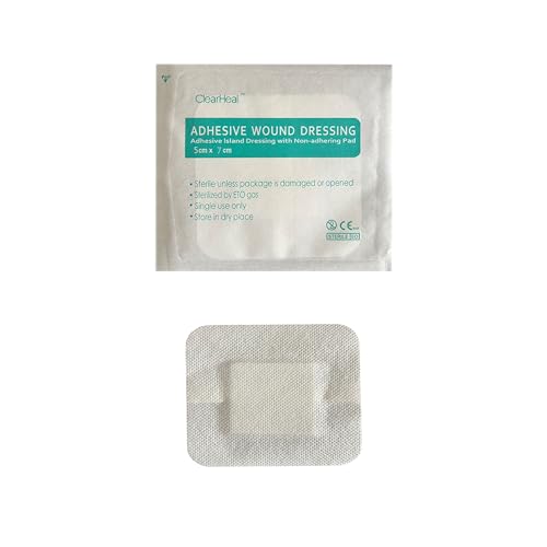 Apósito estéril de gasa no tejida para heridas, tamaño grande, 5 cm x 7,5 cm (caja de 25), yeso autoadhesivo, absorbente y transpirable