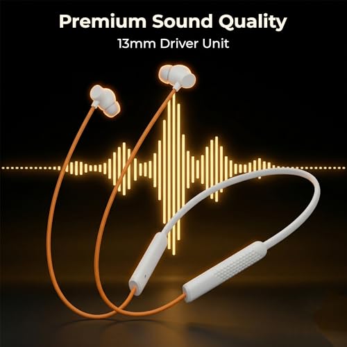 Image of Walta Bullet Z6 Wireless Bluetooth 5.4 Neckband Earphones with ENC Noise Cancellation, 13mm Bass Driver, Fast Charging Type-C, 20H Playback, Magnetic Earbuds, Sweat Resistant Headset with Mic (White)