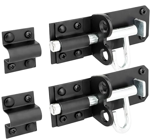 IRONTITE 2 Pack Black Brenton Bolt Gate Bolt 100mm (4) Ideal Door Bolt Lock for Gates Sheds Barns etc. Heavy Duty Gate Lock Bolts. Garden Gate Bolts for Wooden Gates Including Fixings.