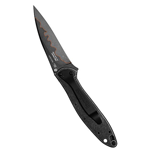 Image of Kershaw Leek, BlackWash Pocket Knife (1660BLKW); 3 Sandvik 14C28N Steel Blade, 410 Stainless Steel Handle, BlackWash Finish, SpeedSafe Assisted Open, Frame and Tip Locks, Reversible Pocketclip; 3 OZ