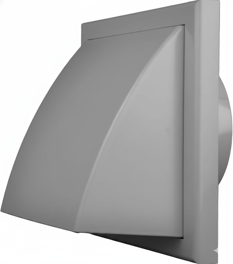Vents Uk Grey Vents 100Mm External Cowled Grille – 155 X 155Mm Diameter Cowled Grille With Gravity Flap For Extractor Fans & Ventilation Ducting
