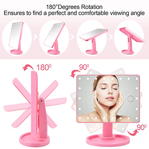 Vanity Mirror With Lights, Makeup Mirror W/Lights, Teen Girl Gifts For Room Decor Aesthetic, Gifts For Teenage Girls Dorm Room Essentials, 22Led Light Up Travel Mirror Makeup Vanity Compact Mirror #TOP1