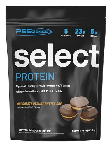 Image of PEScience Select Protein Powder, Whey and Casein Blend, Lean Protein Powder for Women and Men, Low Calorie, Low Carb, Keto Friendly, Gluten Free, Chocolate Peanut Butter Cup - 5 Servings