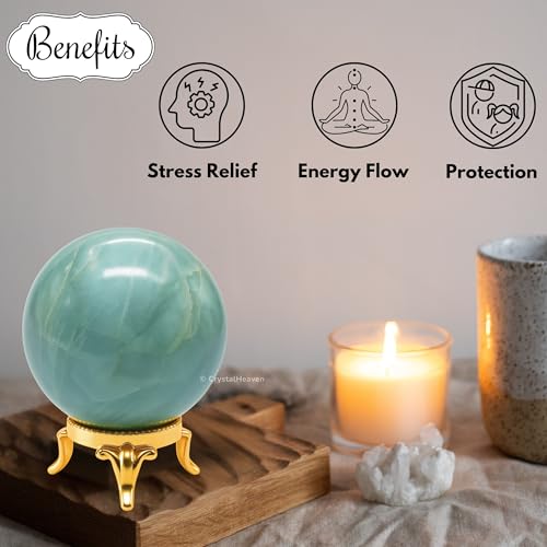 Image of Certified Aquamarine Crystal Ball for Meditation - Premium Crystal Vastu Items for Home and Feng Shui Items for Good Luck - Ideal for Pooja Supplies and Spiritual Practices (2 inch Inch)
