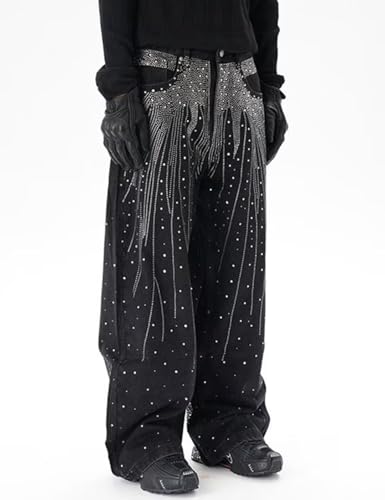 Y2K Skater Jeans Wide Leg Hip Hop Sparkly Bling Glitter Denim Pants2